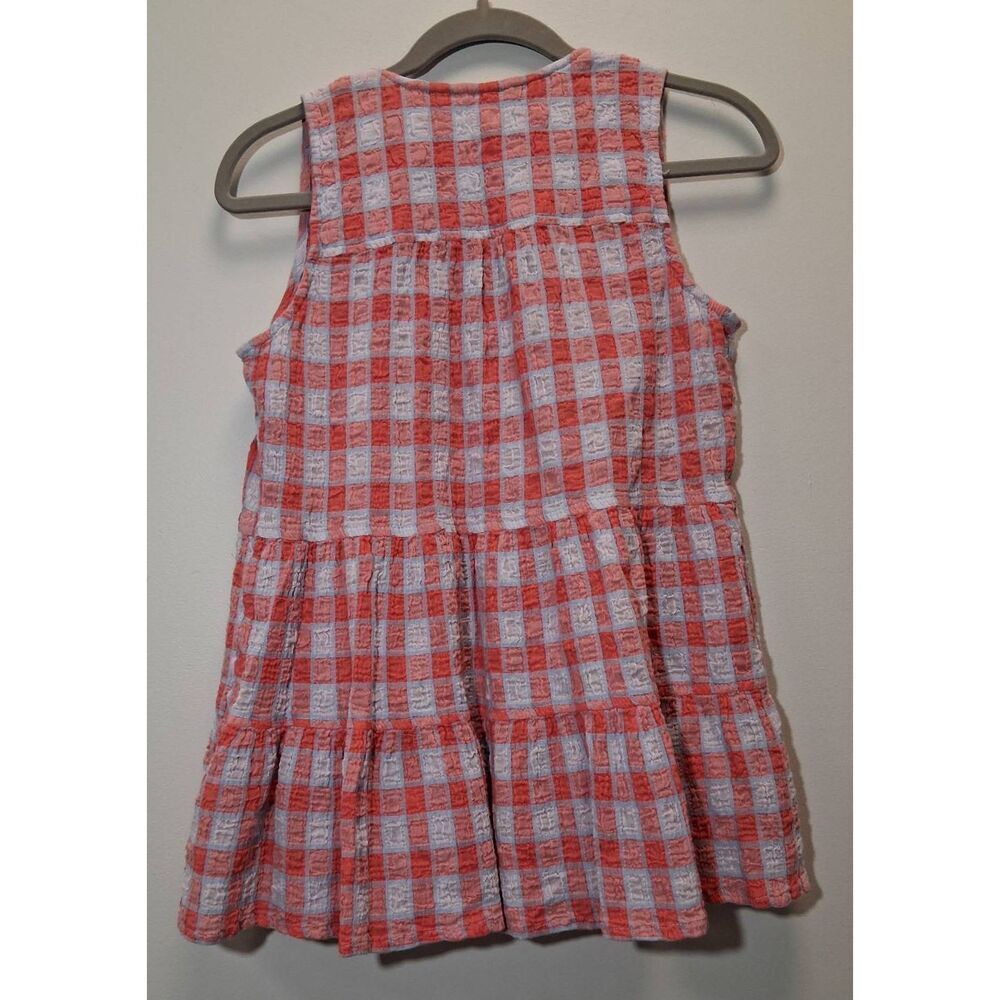 Pilcro Anthropologie womens small red plaid shirt blouse sleeveless seersucker - Picture 6 of 10